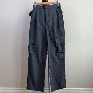 Chic Wide Leg Cargo Pants in Charcoal